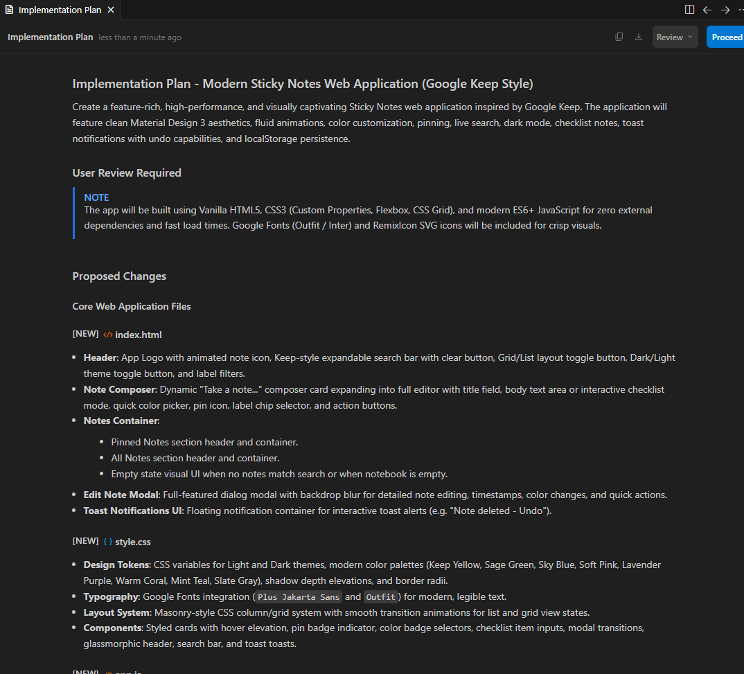 Google Antigravity IDE implementation plan artifact roadmap